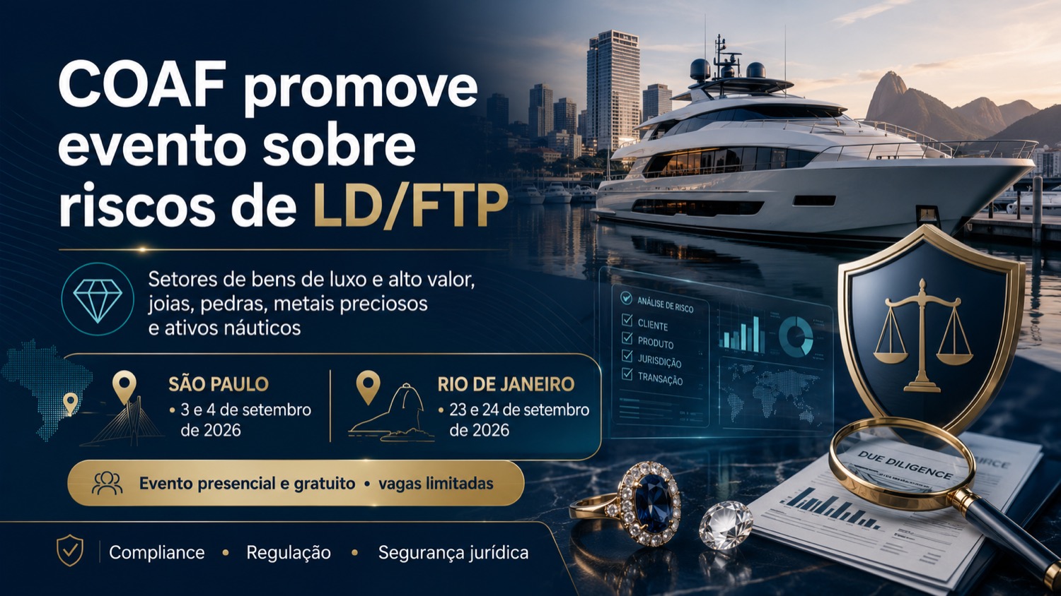 Coaf promove evento sobre prevenção à lavagem de dinheiro em setores de alto valor; associados da ACATMAR podem participar